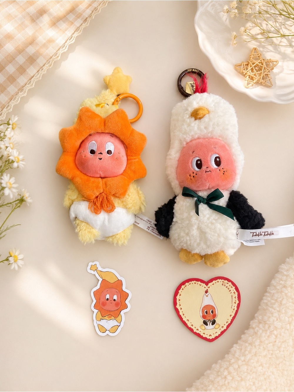 POP MART Twinkle Twinkle Crush On You Plush Pendant Bundle – Little Sun & Chick